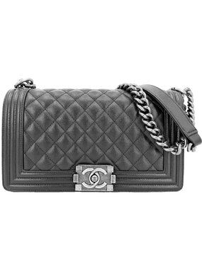 Chanel Shoulder Bag Quilted Boy CC Logo Bag Crossbody Boy Caviar Leather Black
